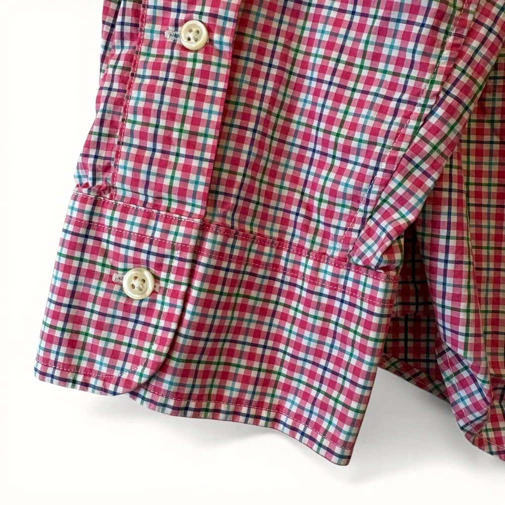 Polo Ralph Lauren Mens XXL Slim Fit Plaid Button Down Shirt‎ Pink Green Blue